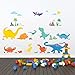 DECOWALL DW-1703 Colourful Dinosaur Kids Wall Stickers Wall Decals Peel and Stick Removable Wall Stickers for Kids Nursery Bedroom Living Room d?cor Dino Boys Art Baby playroom Vinyl Decorations