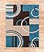 Well Woven Ruby Echo Shapes & Circles Geometric Blue 3 by 5 Rug - Small Blue Accent Rug with Geometric Design, Hand Carved Circle Pattern, Stain Resistant, Abstract Style Carpet, Soft, Vibrant, Plush