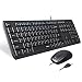 Eagletec KM120 Wired Keyboard and Mouse Combo Slim, Flat & Quiet, Ergonomic Full Size 104 Keys Keyboard & Small Portable Mouse for Windows PC (Black Wired Keyboard & Mouse Set)