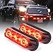 Xprite Red 4 LED 4 Watt Emergency Vehicle Waterproof Surface Mount Deck Dash Grille Strobe Light Warning Police Light Head with Clear Lens - 2 Pack