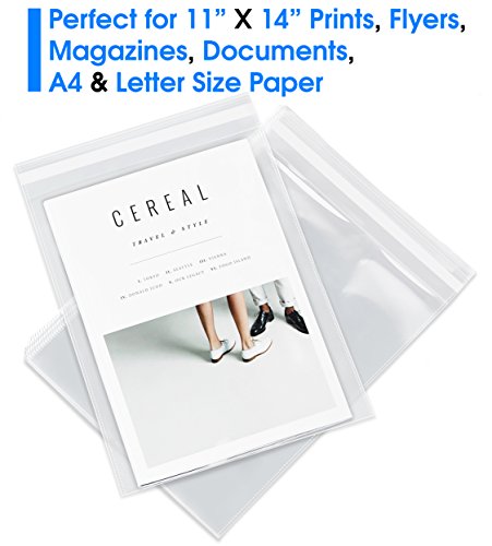 image for 11” X 14” (1000) Clear Resealable Cellophane Cello Bags Self Seal 