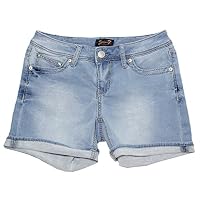 Seven7 Womens Cuffed 5 Denim Short with Embroidered E Loop Pockets (6, Powell Blu)