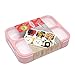 Donxote Lunch Bento Box Leak-Proof Sealing Food Container - 4 Compartments With a Spoon - BPA-free Microwave-Safe Boxes (Pink)