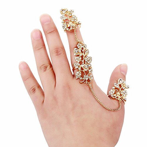 Multi styles adjustable plating gold rings double finge…