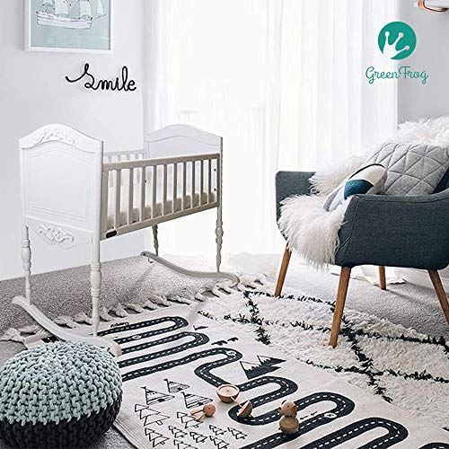 Green Frog, Antique White Cradle | Handcrafted Elegant Wood Baby Cradle | Premium Pine Construction | Rocking and Stationary Features - Thumbnail 7