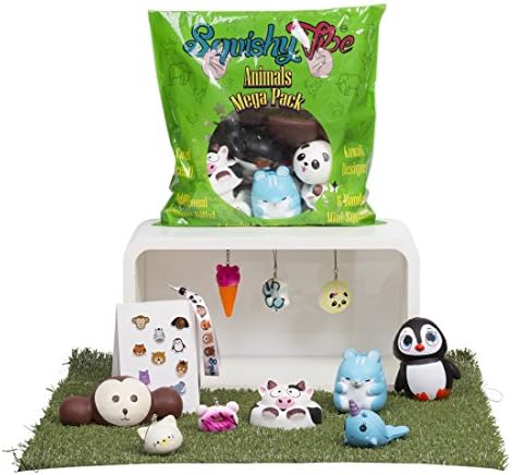 Squishies by SquishyVibe - Squishy Toys Mega Package, Jumbo Kawaii Scented Slow Rising Squishies - 4 Prime Large Squishies + 6 Random Mini Squishies + 3 Additional Awesome Gifts || Animals Collection