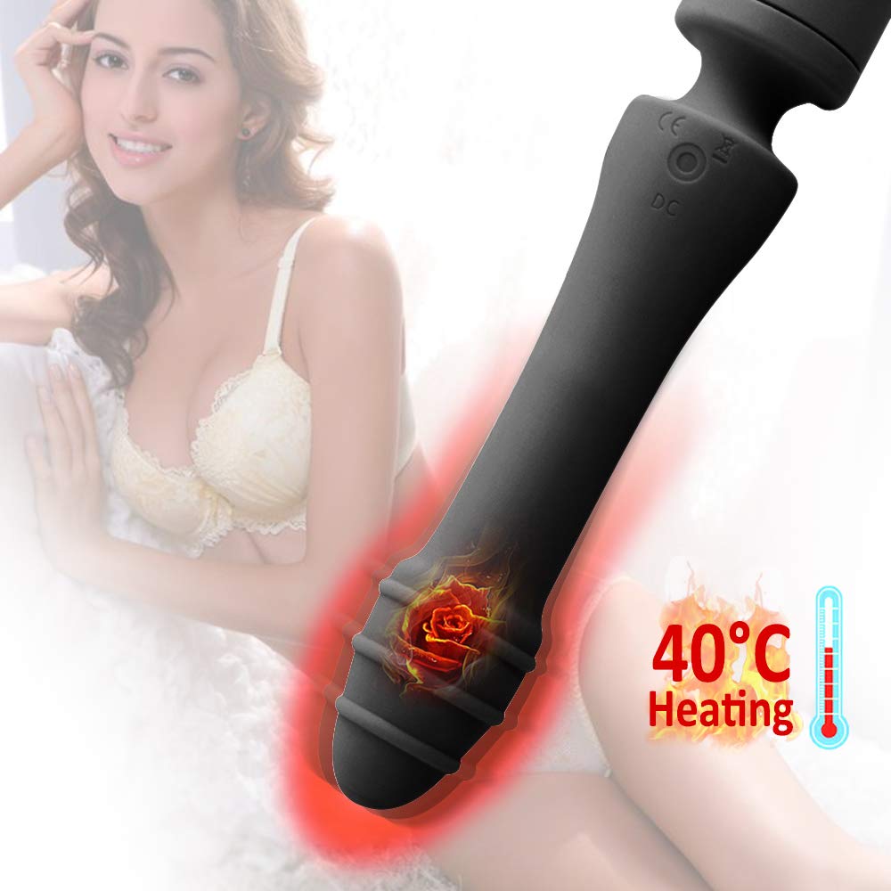 AUPLAY Heizung Magic Wand Massagestab, Silikon Vibratoren für sie Klitoris und G-Punkt Stimulator, handheld massager mit Dual Motor,Körpermassager für Nacken Schulter Arme und Beine Körper Fuß, 7 Modi