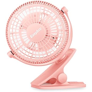EasyAcc USB Clip on Mini Desk Fan for Baby Stroller Clip On Fan Desk Fan 2 in 1 Personal Fan Strong Wind 2 Speed 720°Rotation Portable Cooling Fan,USB POWERED ONLY,for Strollers Office Camping Outdoor