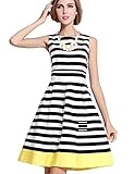 Yacun Women's Color Block Stripe Casual Fit and Flare Dress For Party