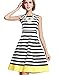 Yacun Women's Color Block Stripe Casual Fit and Flare Dress For Party