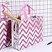 Gesodant Bling Bling Shiny Stripe Pink Non-woven Tote Bag, Stylish Eco Reusable Shopping Bag, Gift Bag, Goodies Bag, Grocery Bag, Party Bag, Set Of 10