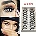Oksale 10 Pairs Thick Long Cross Party False Eyelashes Black Band Fake Eye Lashes (Black)