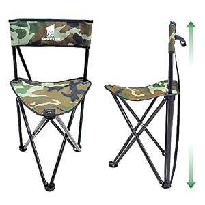 Geertop Pliant Trépied Champ Chaise Camp Tabouret Avec Dossier Pour Camping Pêche Randonnée Chasse En Plein Air