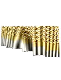 Juego de brocas BOSTAL de 60 piezas 1 8 1 16 3 64 5 64 3 32 7 64 profesional brocas de torsión juego de brocas de la industria HSS TIN con revestimiento de lata de mano de obra longitud Mini Micro taladro perfecto para acero madera plástico aleación de al