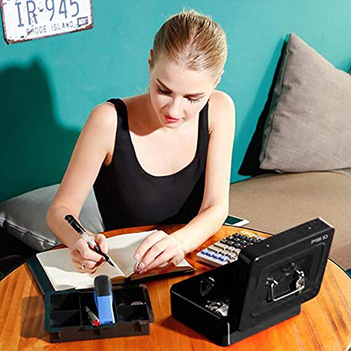CK Wind Large Cash Box with Lock - Premium Steel Box with Money Tray and 2 Keys,Black
