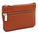 DKER Genuine Leather Card Case Wallet / Coin Change Purse with Key Ring - Brown