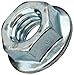 Steel Flange Nut, Zinc Plated Finish, Grade 2, Self-Locking Serrated Flange, Right Hand Threads, 1/4