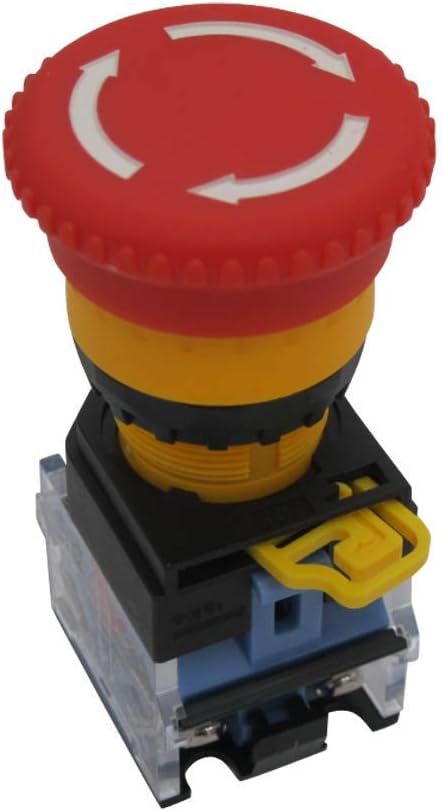 Taiss 22mm 2 NC Red Mushroom Latching Emergency Stop Push Button Switch 10A 440V LA38A-02ZS, 1NC 1NO - Image 4