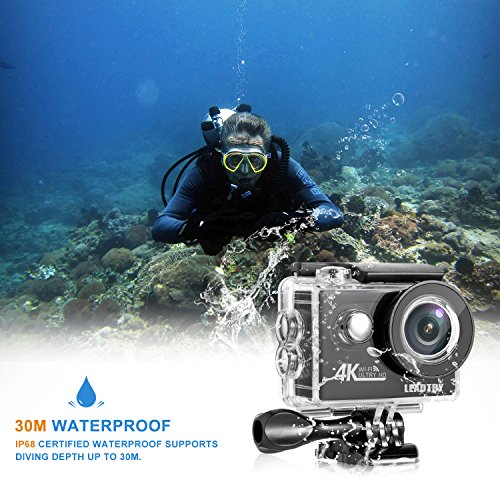 LeadTry-HP7R-Full-4K-HD-Action-Camera-Wifi-Mini-12MP-Underwater-Photography-Cam-100Ft-Waterproof-Sport-Video-Camcorders-170Deg-Wide-Angle-Lens-Recording-DV-with-2-Batteries-1350mAh-26-Accessories