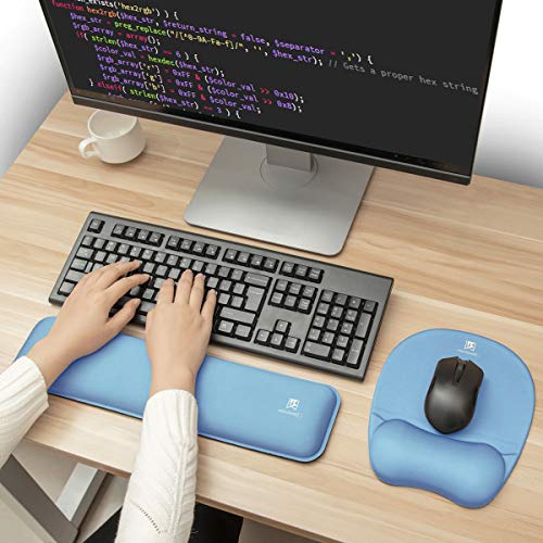 Memory Foam Set Keyboard Wrist Rest Pad & Mouse Wrist Rest Support,Ergonomic Design for Office,Home Office,Laptop,Desktop Computer,Gaming Keyboard - Blue