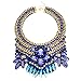 Blue Crystal Rhinestone Statement Necklace, Chunky Collar Choker Bib Pendant Statement Necklace Fashion Necklace Jewelry for Women