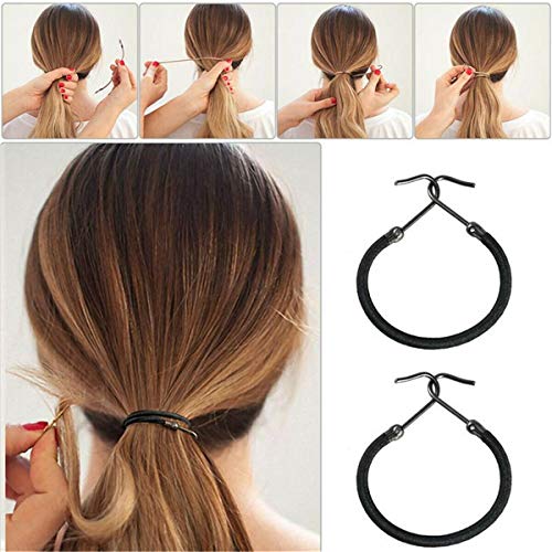 Beiswe 20pcs Set Ponytail Hooks Black Rubber Hair Claw Clips
