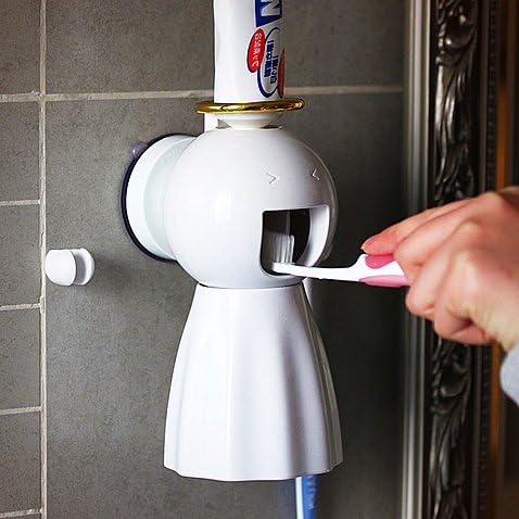 REDUO Automatic Toothpaste Squeezer Toothpaste Dispenser and Toothbrush Holder Set, Kid’s Favorite (White)