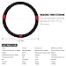 LotFancy Microfiber Leather Car Steering Wheel Cover, Universal 15 inch Fit for Car Truck, SUV, Breathable, Non-Slip Grip, Odorless, Black & Red