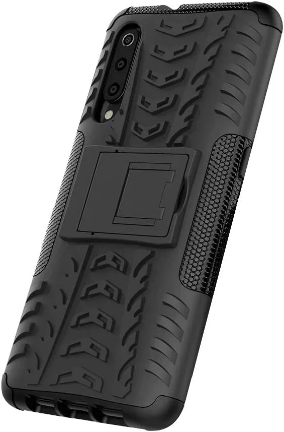 Dedux Case for Xiaomi Mi 9 [Tough Armor Series] Anti-Scratch PC Back Panel + Shockproof TPU Inner Protective + Foldable Holder. Black