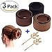 Hair Bun Shapers,3 Pack French Hair Styling Bun Maker with 2 Retro Hair Pin Clips DIY Doughnuts Hair Bun Tool (3 pack hair shapers+2 pack clips)