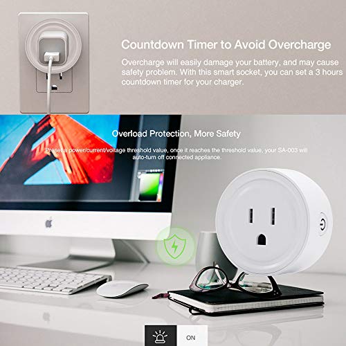 Cyhulu WiFi Smart US Plug Mini Socket, Alexa and Google Voice Control, App Remote Control,Works with Alexa & Google Home &IFTTT, No Hub Required,10A - Thumbnail 5
