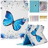 Dteck iPad 9.7 inch 2018 2017 Case / iPad Air Case / iPad Air 2 Case - Multi-Angle Viewing Auto Wake / Sleep Folio Smart Cover Stand Wallet Case for iPad 9.7 2017/2018,iPad Air 1 2,Flower Butterfly
