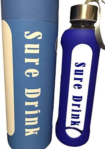 Glass Water Bottle Toxin/BPA Free 18 Ounces SALE Impact Glass/Great for Travel Yoga Fitness Camping Tea etc