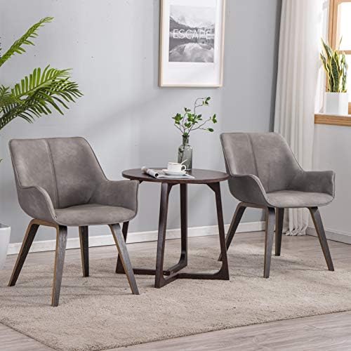 YEEFY Real Leather Dining Chairs Set of 4 Dining Chairs (Ashen)