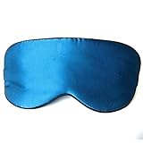 BOGZON Natural Mulberry Silk Sleep Mask, Reversible Sleep Silk Blinder, Eyeshade for Travel, Relaxing, Flight, Shift Workers and Fast Asleep, Blue Color