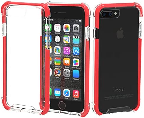 iPhone 7 Plus Case / iPhone 8 Plus Case, Krab Kase Soft TPU / TPE And Hard PC Made Case, Ultra Clear Impact-proof, Corner Reinforced Protection, Shock Absorption, Finger Print Proof Case (Red)