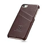 iPhone 8 / iPhone 7 Luxury Leather Case with Slots for ID/Bank Cards | Ultra Slim Perfect Slim Fit Cases by Simons of London in Pouch and Gift Box - Walnut Brown