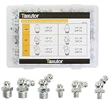Taxutor Metric Hydraulic Grease Fittings SAE Standard 120-Piece Kit - Straight, 90 Degree, 45 Degree Angled Grease Zerks Fitting Assortment Set