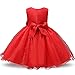 NNJXD Girl Sleeveless Lace 3D Flower Tutu Holiday Princess Dresses Size 7-8 Years Red