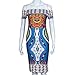 Misaky Women Traditional African Dress, Print Dashiki Short Sleeve Dress Blue