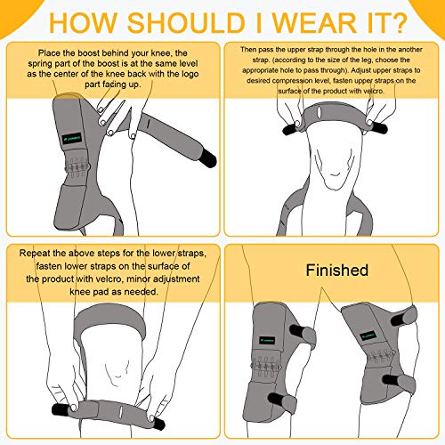 JOMECA Knee Booster 2 Pack, Powerlifts Spring Joint Support Knee Brace, Powerful Rebounds Spring Force for Knee osteoarthritis, Climbing, Squat, Mountaineering, Exercising, One Size Fits Most