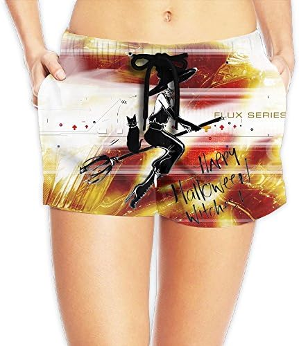 GSSHA Fashion Summer Women Beach Pants Happy Halloween Witches And Cat Home Casual Shorts Pants For Female Large