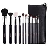 DUcare Makeup Brushes 12 Pcs Professional Makeup Brushes Set Cosmetic Foundation Powder Blending Contour Lip EyeShadow Eyebrow Brush with Leather Brush Case Bag (Sliver and Black)