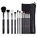 DUcare Makeup Brushes 12 Pcs Professional Makeup Brushes Set Cosmetic Foundation Powder Blending Contour Lip EyeShadow Eyebrow Brush with Leather Brush Case Bag (Sliver and Black)