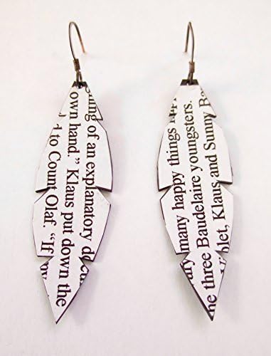 Violet, Klaus and Sunny Repurposed Book Page and Bike Tube Earrings