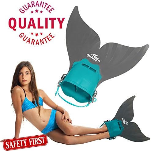 Sharks Wear Mermaid mono-fin for children with adjustable strap. (Teal Blue)