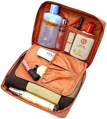 Waymore Multi Functional Cosmetic Bag Shaving Bag Toiletry Bag Portable Makeup Pouch Waterproof Travel Organizer Bag for Men Women Girls Travel (Brown)