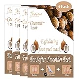 Dr. Entre's Exfoliating Foot Peel Mask | 4 Coconut Pairs | Natural Exfoliant For Smooth Baby Soft Feet, Dry Dead Skin Treatment, Repair Rough Heels, Callus Remover Sock Booties