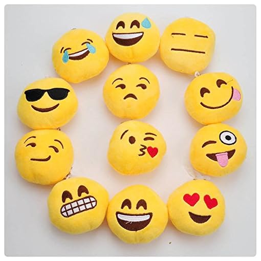 BAIESHIJI Mini Emoji Face Expression Plush Key chains Bag Accessory Pack of 10, Emoji Mini Plush Pillows, Keychain Decorations, Kids Party Supplies Favors - Image 4