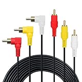 3 RCA Cable(1.6FT) - Premium Gold Plated 90 Degree Right Angle RCA Audio/Video Cable 3 Male to 3 Male Composite Video Audio A/V AV Cable -0.5M
